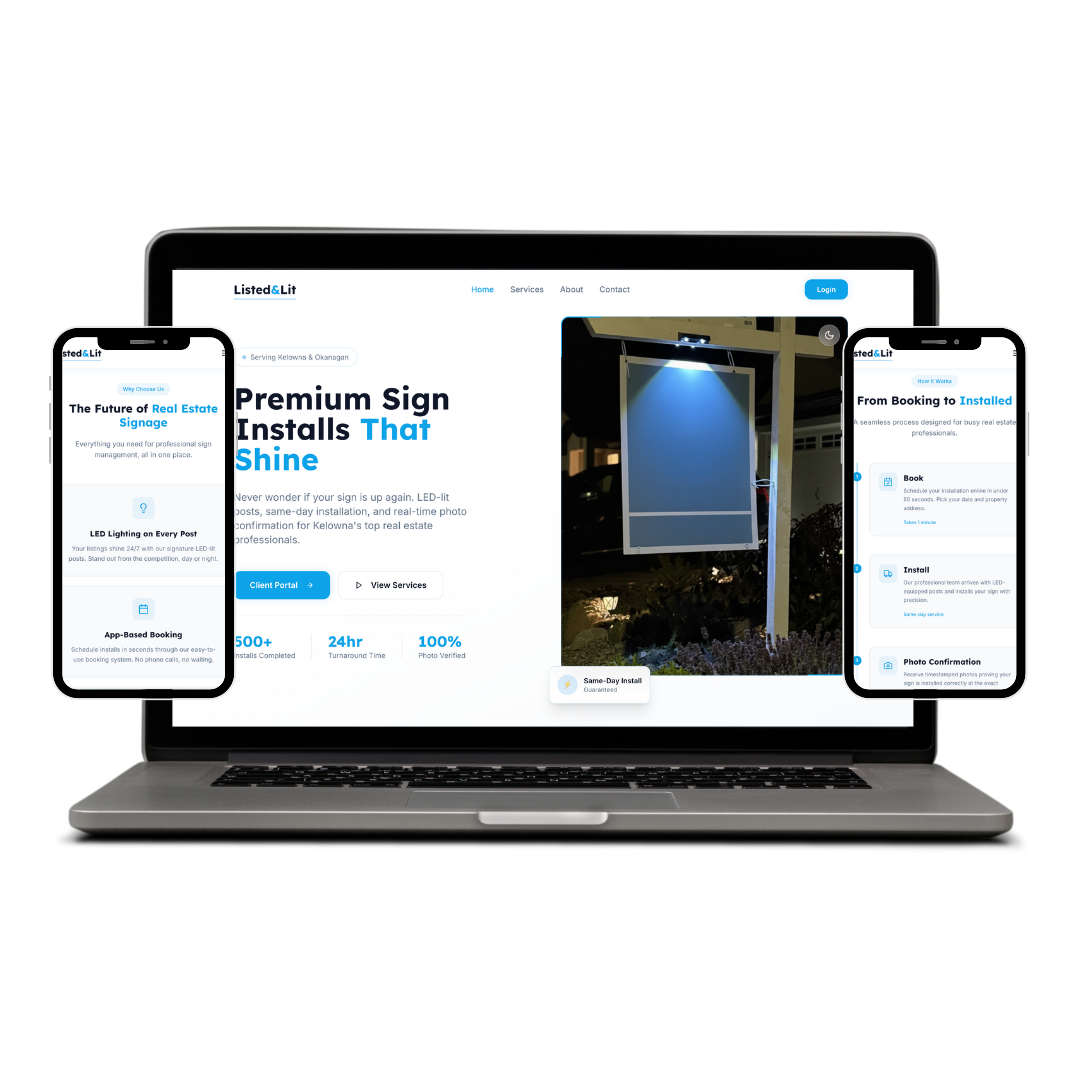 Screenshot of the Listed & Lit Signs project by Babbage LLC - a React, Tailwind, TypeScript, Framer Motion, Supabase, Vite solution
